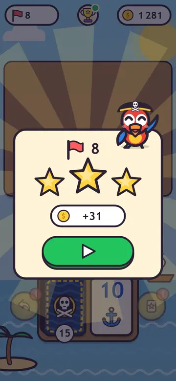 Treasure Cards — poziom ukończony