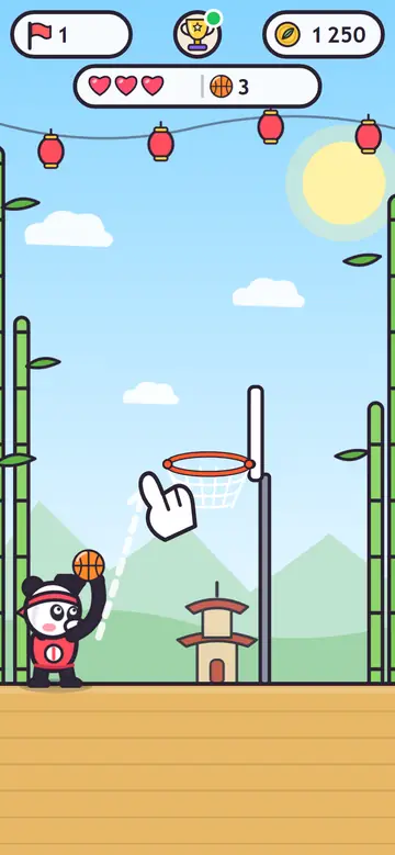 Panda Hoops — eerste level